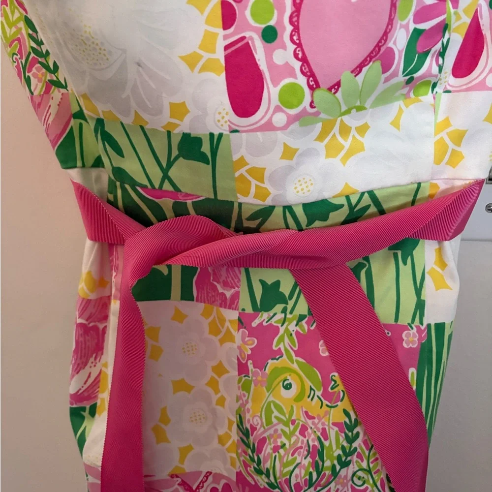 Lilly Pulitzer Pink, Green & Yellow Floral Strapless Dress Size 12 - Picture 3 of 6